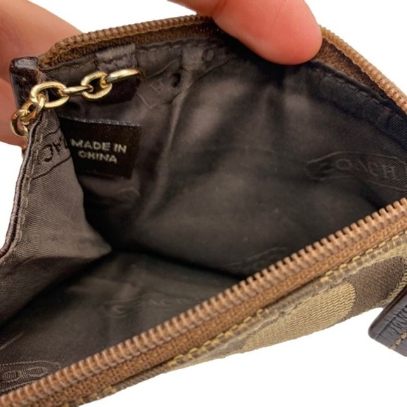 COACH Brown Signature Canvas Cardholder / Coin Purse - Picture 5 of 7